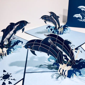 Dolphin Couple Origami Pop Cards 3D Pop Up Greeting Card Happy Birthday Thank You Handmade Gift Thinking of You Blank Card for Any Occasion Happy Mother's Day Happy Father's Australiana Celebrate the Beauty of Flower