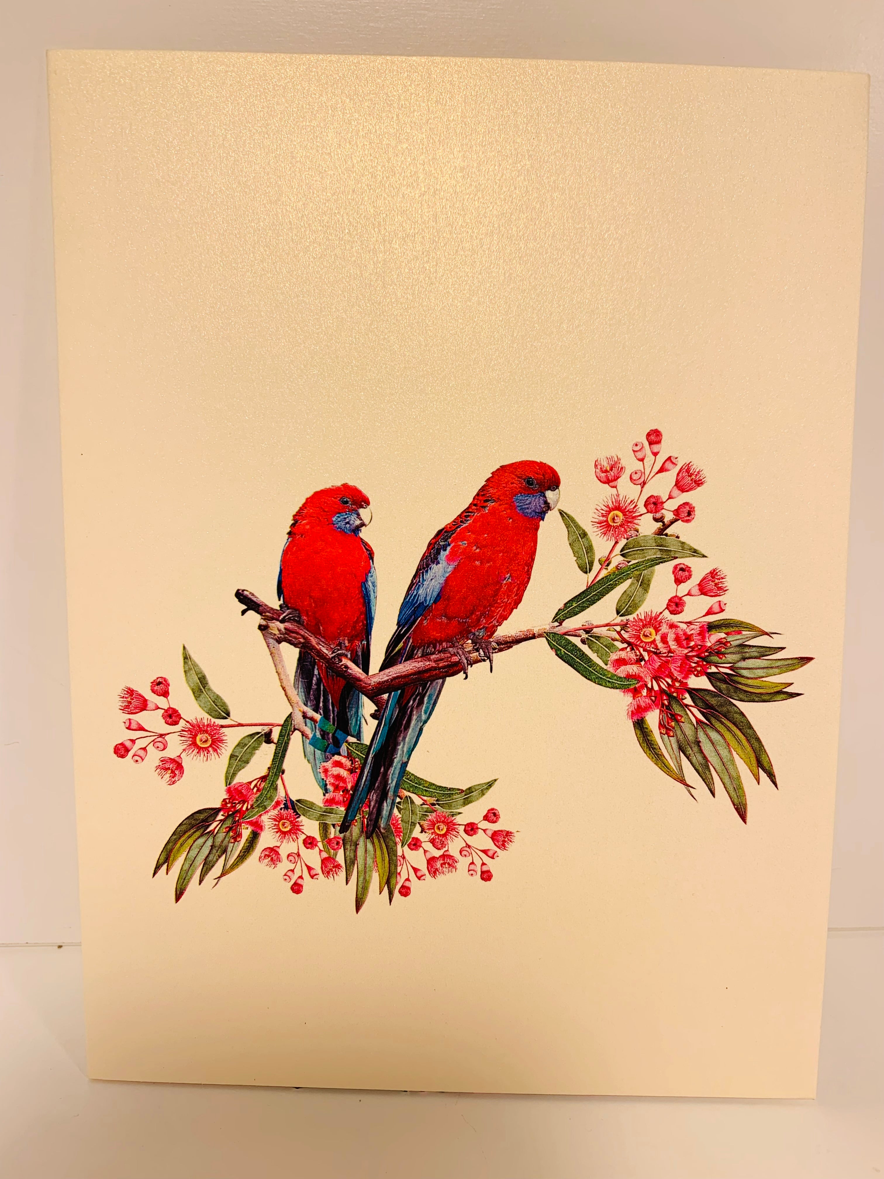 Double Crimson Rosella Parrot Australian Bird Origami Pop Cards 3D Pop Up Greeting Card Happy Birthday Thank You Handmade Gift Thinking of You Blank Card for Any Occasion Happy Mother's Day Happy Father's Australiana Birds