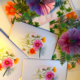 Dragonfly Attracting Cosmos Flowers Origami Pop Cards 3D Pop Up Greeting Card Happy Birthday Thank You Handmade Gift Thinking of You Blank Card for Any Occasion Happy Mother's Day Happy Father's Australiana Celebrate the Beauty of Flower