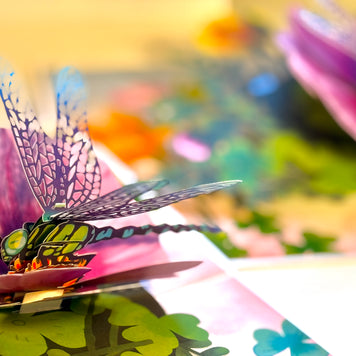 Dragonfly Attracting Cosmos Flowers Origami Pop Cards 3D Pop Up Greeting Card Happy Birthday Thank You Handmade Gift Thinking of You Blank Card for Any Occasion Happy Mother's Day Happy Father's Australiana Celebrate the Beauty of Flower