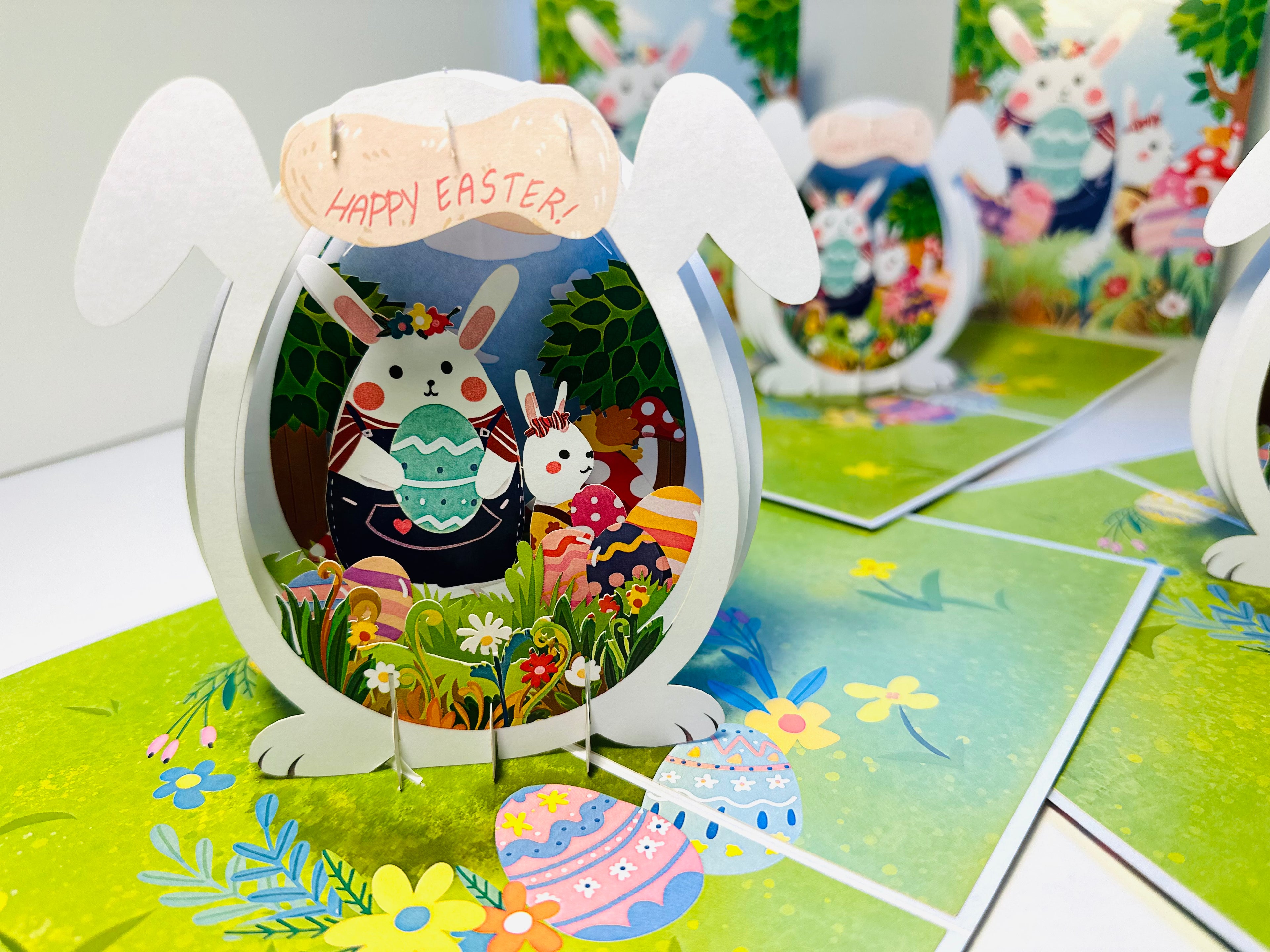 Happy Easter Bunny Egg House Origami Pop Cards 3D Pop Up Greeting Card Happy Easter Thank You Handmade Best Wishes Blank Card Gift Happy Holidays Celebrate the Special Day Moment with Family and Friends Decoration Colorful Blessing Cosy Funny Gifts