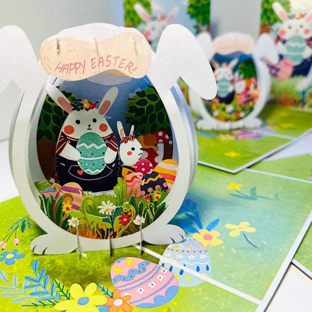 Happy Easter Bunny Egg House Origami Pop Cards 3D Pop Up Greeting Card Happy Easter Thank You Handmade Best Wishes Blank Card Gift Happy Holidays Celebrate the Special Day Moment with Family and Friends Decoration Colorful Blessing Cosy Funny Gifts