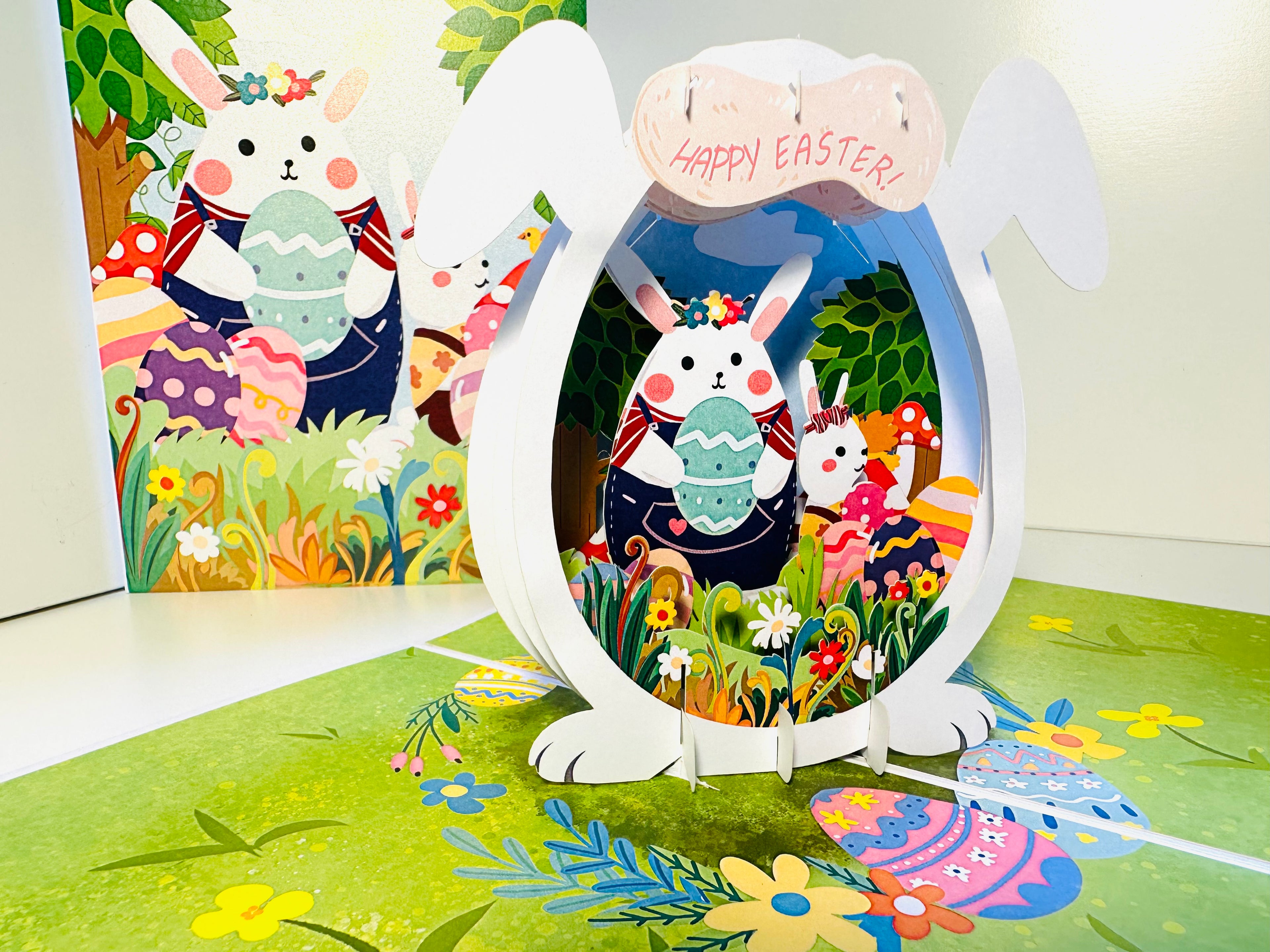 Happy Easter Bunny Egg House Origami Pop Cards 3D Pop Up Greeting Card Happy Easter Thank You Handmade Best Wishes Blank Card Gift Happy Holidays Celebrate the Special Day Moment with Family and Friends Decoration Colorful Blessing Cosy Funny Gifts