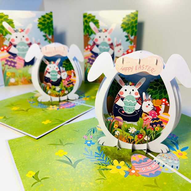 Happy Easter Bunny Egg House Origami Pop Cards 3D Pop Up Greeting Card Happy Easter Thank You Handmade Best Wishes Blank Card Gift Happy Holidays Celebrate the Special Day Moment with Family and Friends Decoration Colorful Blessing Cosy Funny Gifts
