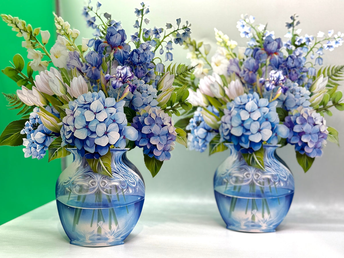 Elegant Blue Hydrangea 3D Pop-Up Flower Bouquet Origami Pop Cards 3D Pop Up Greeting Card Happy Birthday Thank You Handmade Gift Thinking of You Blank Card for Any Occasion Happy Mother's Day Happy Father's Australiana Celebrate