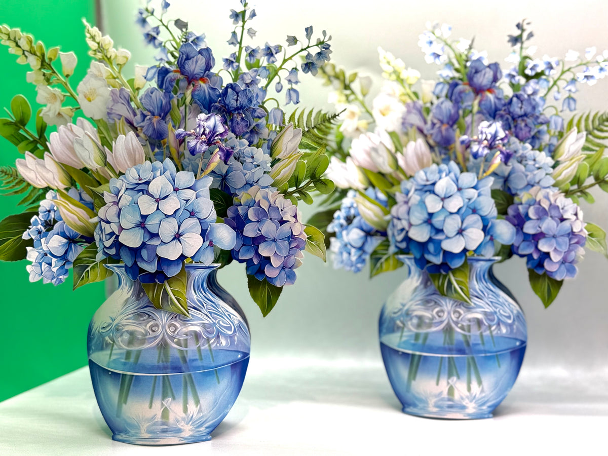 Elegant Blue Hydrangea 3D Pop-Up Flower Bouquet Origami Pop Cards 3D Pop Up Greeting Card Happy Birthday Thank You Handmade Gift Thinking of You Blank Card for Any Occasion Happy Mother's Day Happy Father's Australiana Celebrate