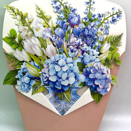 Elegant Blue Hydrangea 3D Pop-Up Flower Bouquet Origami Pop Cards 3D Pop Up Greeting Card Happy Birthday Thank You Handmade Gift Thinking of You Blank Card for Any Occasion Happy Mother's Day Happy Father's Australiana Celebrate