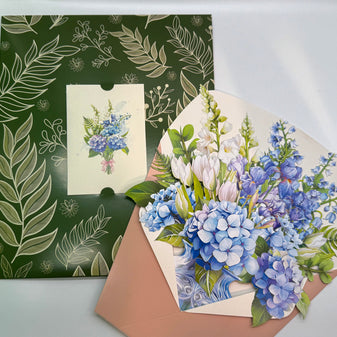 Elegant Blue Hydrangea 3D Pop-Up Flower Bouquet Origami Pop Cards 3D Pop Up Greeting Card Happy Birthday Thank You Handmade Gift Thinking of You Blank Card for Any Occasion Happy Mother's Day Happy Father's Australiana Celebrate