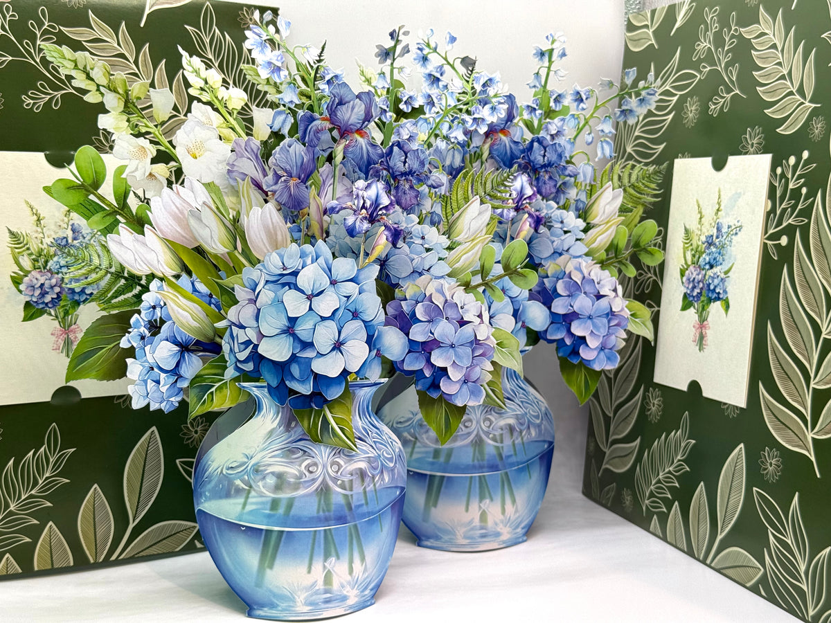 Elegant Blue Hydrangea 3D Pop-Up Flower Bouquet Origami Pop Cards 3D Pop Up Greeting Card Happy Birthday Thank You Handmade Gift Thinking of You Blank Card for Any Occasion Happy Mother's Day Happy Father's Australiana Celebrate