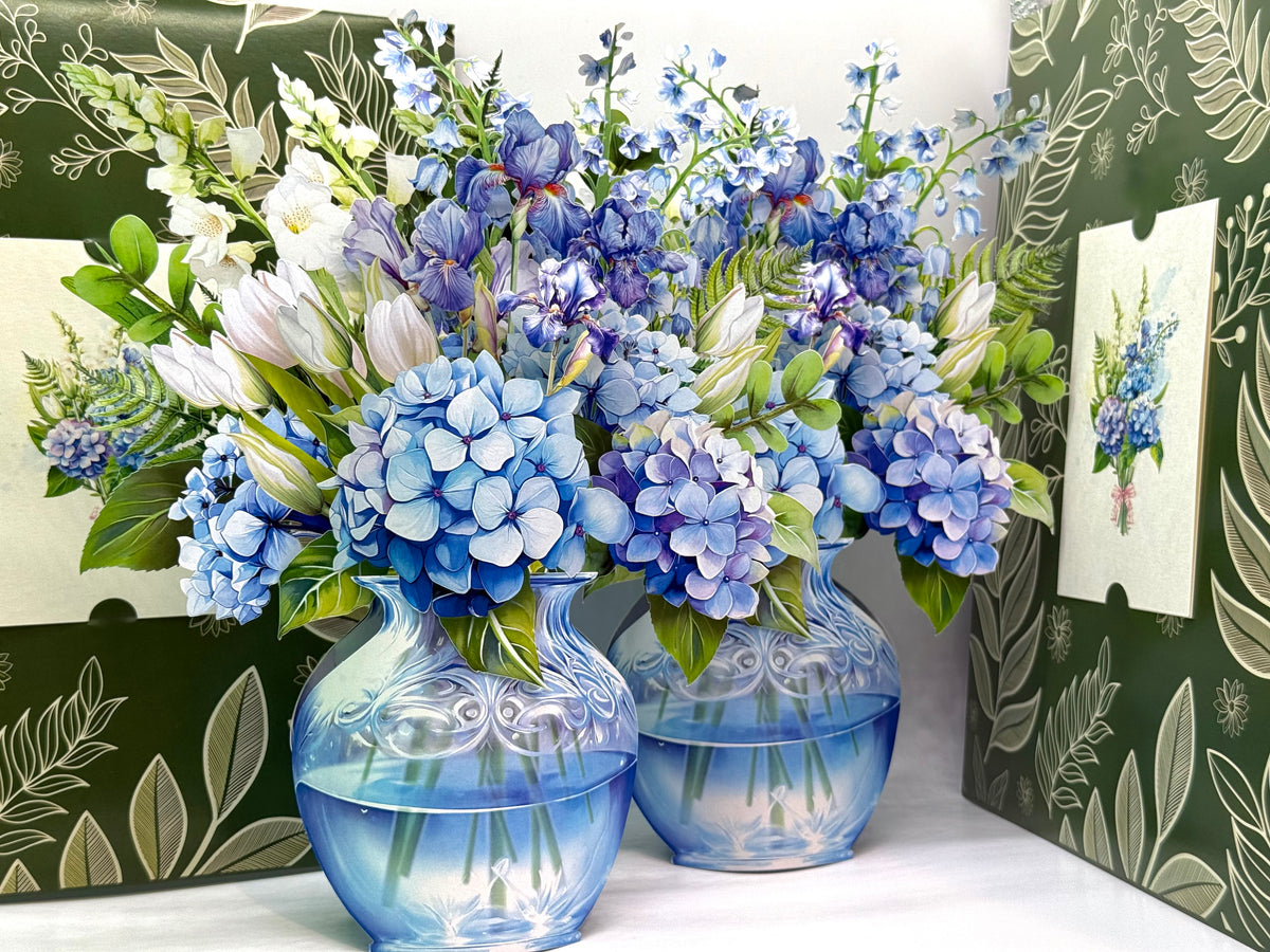 Elegant Blue Hydrangea 3D Pop-Up Flower Bouquet Origami Pop Cards 3D Pop Up Greeting Card Happy Birthday Thank You Handmade Gift Thinking of You Blank Card for Any Occasion Happy Mother's Day Happy Father's Australiana Celebrate