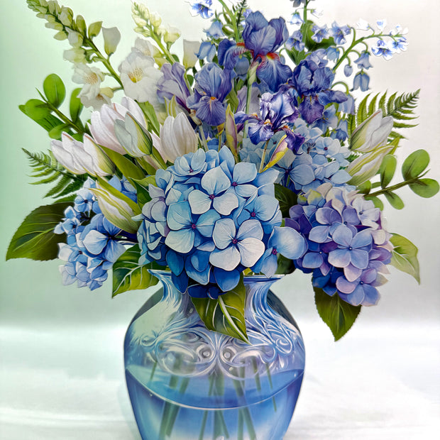 Elegant Blue Hydrangea 3D Pop-Up Flower Bouquet Origami Pop Cards 3D Pop Up Greeting Card Happy Birthday Thank You Handmade Gift Thinking of You Blank Card for Any Occasion Happy Mother's Day Happy Father's Australiana Celebrate