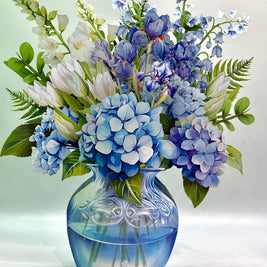 Elegant Blue Hydrangea 3D Pop-Up Flower Bouquet Origami Pop Cards 3D Pop Up Greeting Card Happy Birthday Thank You Handmade Gift Thinking of You Blank Card for Any Occasion Happy Mother's Day Happy Father's Australiana Celebrate
