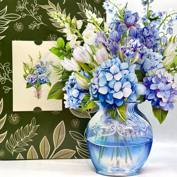 Elegant Blue Hydrangea 3D Pop-Up Flower Bouquet Origami Pop Cards 3D Pop Up Greeting Card Happy Birthday Thank You Handmade Gift Thinking of You Blank Card for Any Occasion Happy Mother's Day Happy Father's Australiana Celebrate