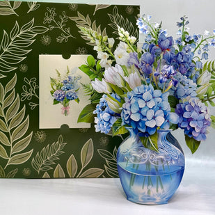 Elegant Blue Hydrangea 3D Pop-Up Flower Bouquet Origami Pop Cards 3D Pop Up Greeting Card Happy Birthday Thank You Handmade Gift Thinking of You Blank Card for Any Occasion Happy Mother's Day Happy Father's Australiana Celebrate