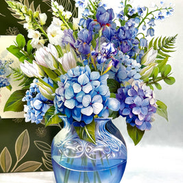 Elegant Blue Hydrangea 3D Pop-Up Flower Bouquet Origami Pop Cards 3D Pop Up Greeting Card Happy Birthday Thank You Handmade Gift Thinking of You Blank Card for Any Occasion Happy Mother's Day Happy Father's Australiana Celebrate