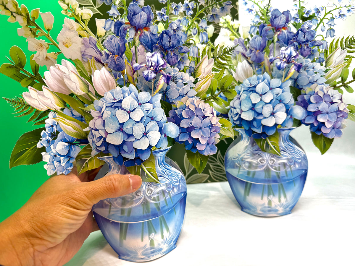 Elegant Blue Hydrangea 3D Pop-Up Flower Bouquet Origami Pop Cards 3D Pop Up Greeting Card Happy Birthday Thank You Handmade Gift Thinking of You Blank Card for Any Occasion Happy Mother's Day Happy Father's Australiana Celebrate
