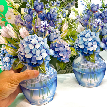 Elegant Blue Hydrangea 3D Pop-Up Flower Bouquet Origami Pop Cards 3D Pop Up Greeting Card Happy Birthday Thank You Handmade Gift Thinking of You Blank Card for Any Occasion Happy Mother's Day Happy Father's Australiana Celebrate