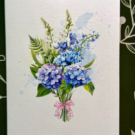 Elegant Blue Hydrangea 3D Pop-Up Flower Bouquet Origami Pop Cards 3D Pop Up Greeting Card Happy Birthday Thank You Handmade Gift Thinking of You Blank Card for Any Occasion Happy Mother's Day Happy Father's Australiana Celebrate