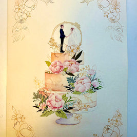 Elegant Floral Wedding Cake with Bride & Groom Origami Pop Cards 3D Pop Up Greeting Card Happy Halloween Best Wishes Blank Card Fun Party Cheer Gift Happy Holidays Thank You Handmade Celebrate the Special Day