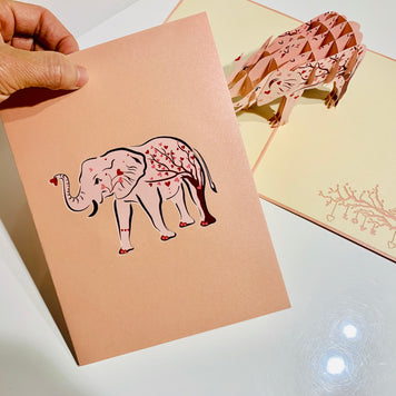 Elephant with Pink Love Hearts Origami Pop Cards 3D Pop Up Greeting Card Thank You Handmade Gift Thinking of You Happy Birthday Occasion Australiana Celebrate the Beauty and Happiness During Special Day Best Wishes Gift