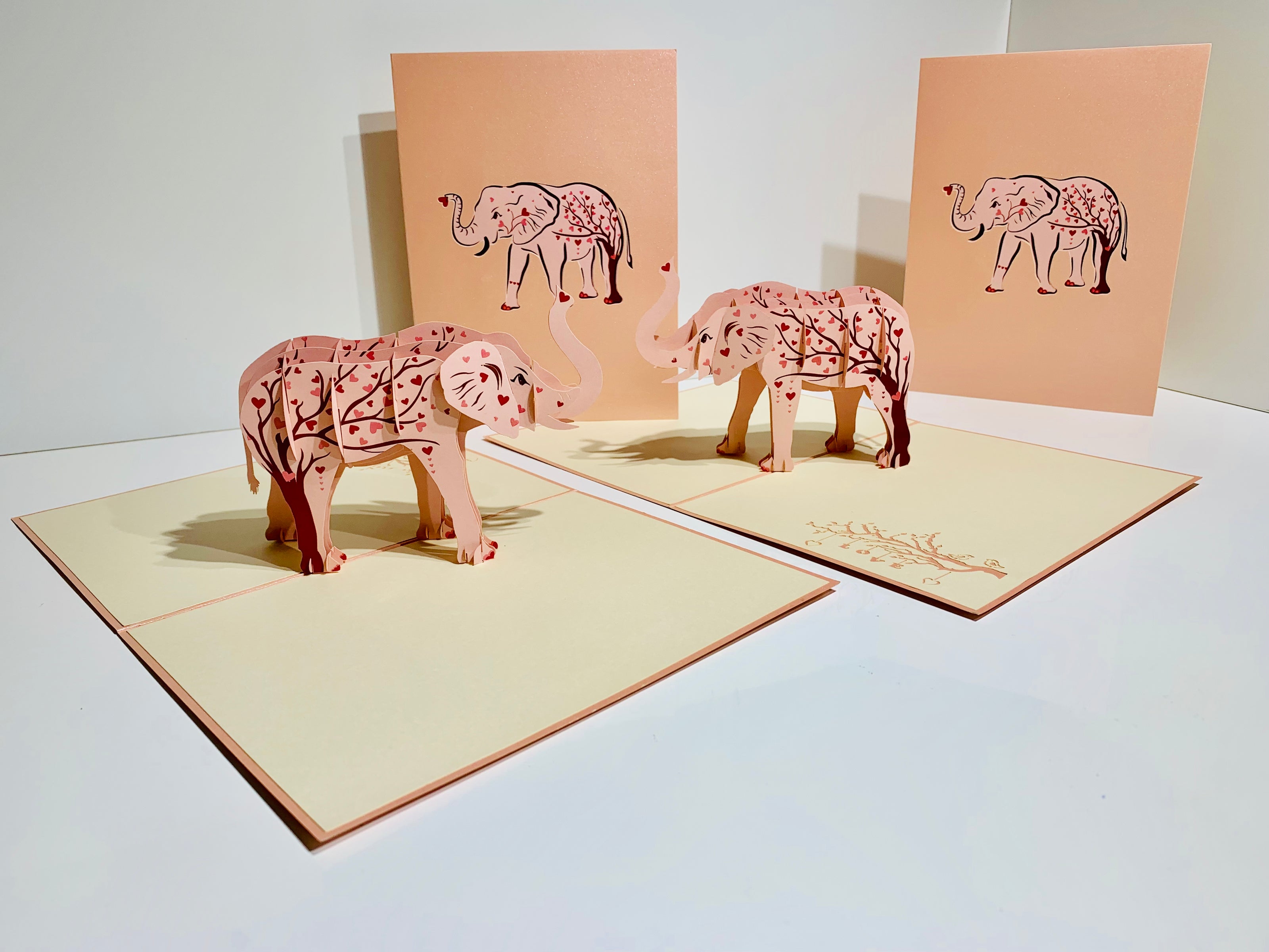 Elephant with Pink Love Hearts Origami Pop Cards 3D Pop Up Greeting Card Thank You Handmade Gift Thinking of You Happy Birthday Occasion Australiana Celebrate the Beauty and Happiness During Special Day Best Wishes Gift