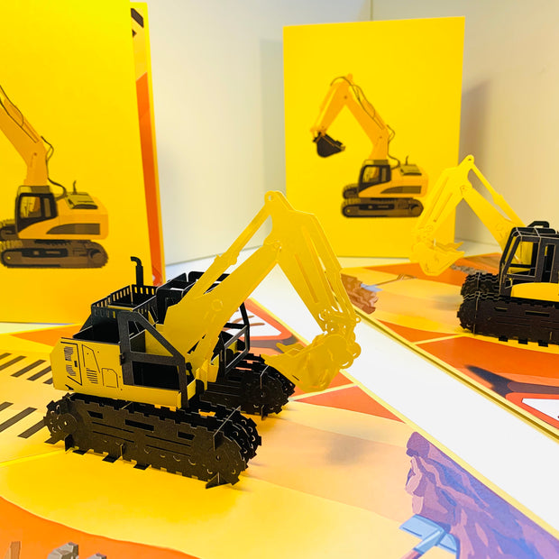 Excavator Digger Crane Truck ~ Perfect for Construction Workers or Kids Origami Pop Cards 3D Pop Up Greeting Card Thank You Handmade Gift Thinking of You Happy Birthday Occasion Australiana Celebrate the Beauty and Happiness During Special Day