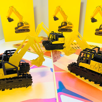 Excavator Digger Crane Truck ~ Perfect for Construction Workers or Kids Origami Pop Cards 3D Pop Up Greeting Card Thank You Handmade Gift Thinking of You Happy Birthday Occasion Australiana Celebrate the Beauty and Happiness During Special Day