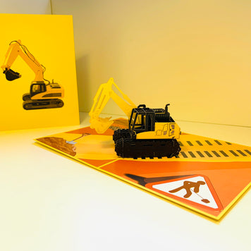 Excavator Digger Crane Truck ~ Perfect for Construction Workers or Kids Origami Pop Cards 3D Pop Up Greeting Card Thank You Handmade Gift Thinking of You Happy Birthday Occasion Australiana Celebrate the Beauty and Happiness During Special Day