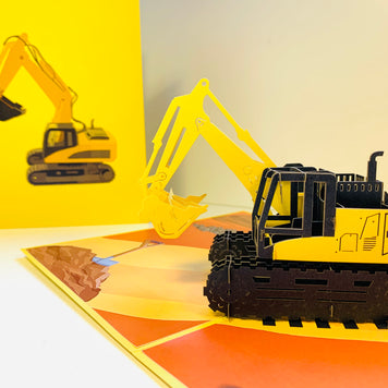Excavator Digger Crane Truck ~ Perfect for Construction Workers or Kids Origami Pop Cards 3D Pop Up Greeting Card Thank You Handmade Gift Thinking of You Happy Birthday Occasion Australiana Celebrate the Beauty and Happiness During Special Day