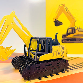 Excavator Digger Crane Truck ~ Perfect for Construction Workers or Kids Origami Pop Cards 3D Pop Up Greeting Card Thank You Handmade Gift Thinking of You Happy Birthday Occasion Australiana Celebrate the Beauty and Happiness During Special Day