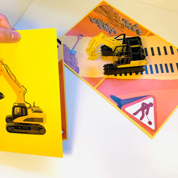 Excavator Digger Crane Truck ~ Perfect for Construction Workers or Kids Origami Pop Cards 3D Pop Up Greeting Card Thank You Handmade Gift Thinking of You Happy Birthday Occasion Australiana Celebrate the Beauty and Happiness During Special Day