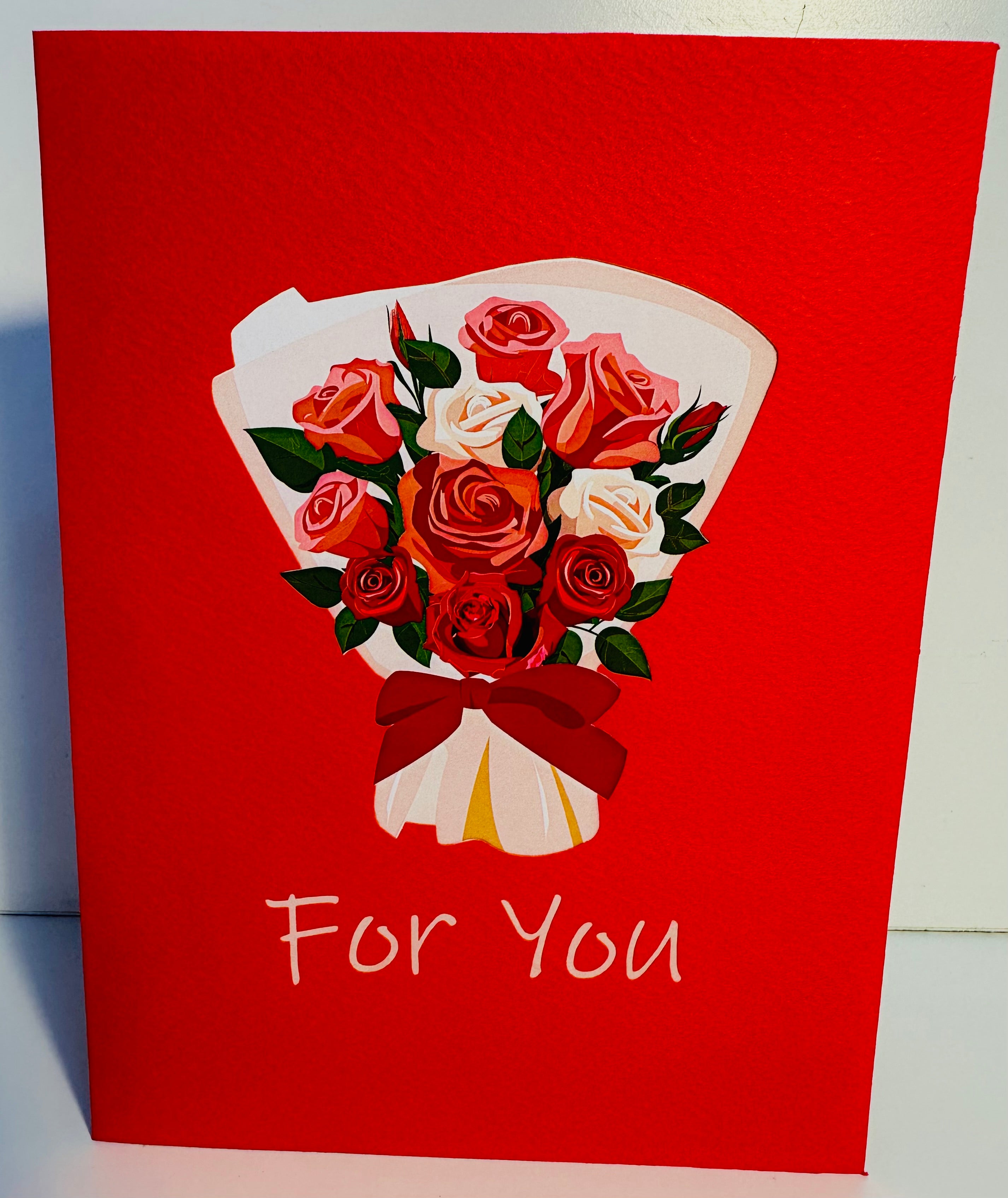 Pink & Red Rose Flower Bouquet Origami Pop Cards 3D Pop Up Greeting Card Happy Birthday Thank You Handmade Gift Thinking of You Blank Card for Any Occasion Happy Mother's Day Happy Father's Australiana Celebrate