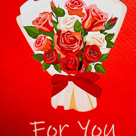 Pink & Red Rose Flower Bouquet Origami Pop Cards 3D Pop Up Greeting Card Happy Birthday Thank You Handmade Gift Thinking of You Blank Card for Any Occasion Happy Mother's Day Happy Father's Australiana Celebrate