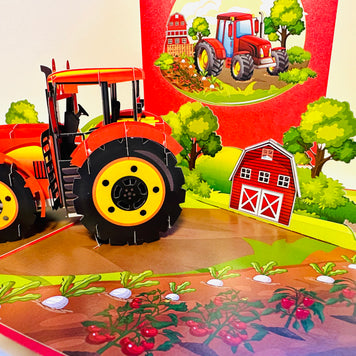 Farm Tractor - Perfect for Young Farmers or Kids Origami Pop Cards 3D Pop Up Greeting Card Celebrate Happy Birthday Thank You Handmade Best Wishes Gift Thinking of You Blank Card for Any Occasion Happy Mother's Day Happy Father's Day Australiana