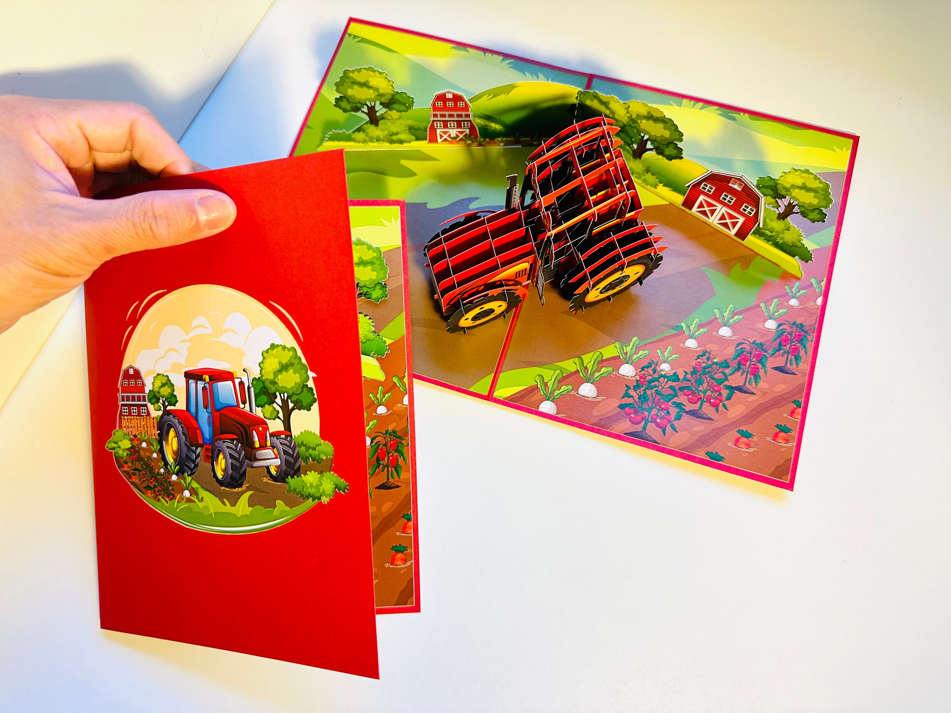 Farm Tractor - Perfect for Young Farmers or Kids Origami Pop Cards 3D Pop Up Greeting Card Celebrate Happy Birthday Thank You Handmade Best Wishes Gift Thinking of You Blank Card for Any Occasion Happy Mother's Day Happy Father's Day Australiana