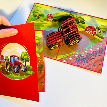 Farm Tractor - Perfect for Young Farmers or Kids Origami Pop Cards 3D Pop Up Greeting Card Celebrate Happy Birthday Thank You Handmade Best Wishes Gift Thinking of You Blank Card for Any Occasion Happy Mother's Day Happy Father's Day Australiana