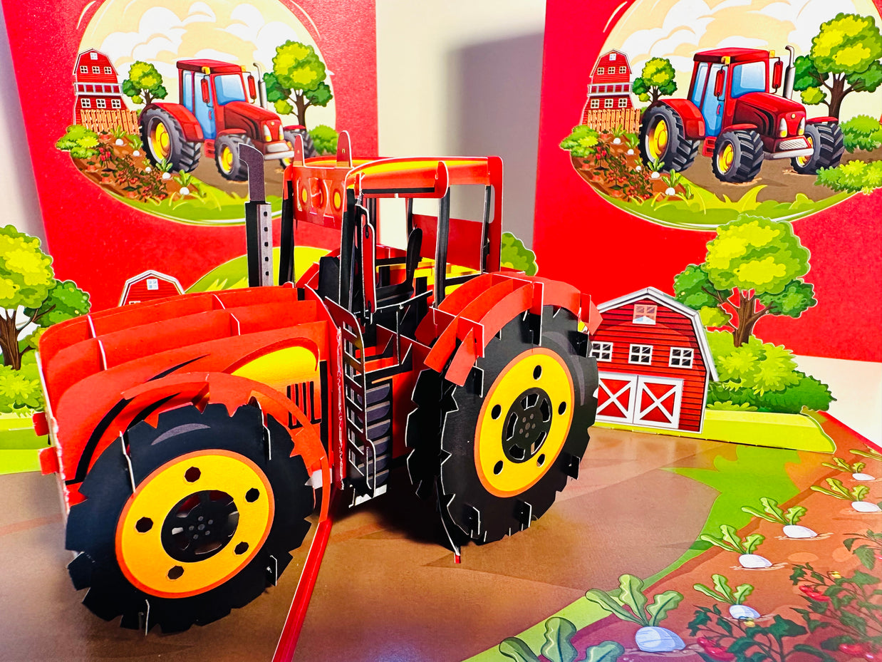 Farm Tractor - Perfect for Young Farmers or Kids Origami Pop Cards 3D Pop Up Greeting Card Celebrate Happy Birthday Thank You Handmade Best Wishes Gift Thinking of You Blank Card for Any Occasion Happy Mother's Day Happy Father's Day Australiana