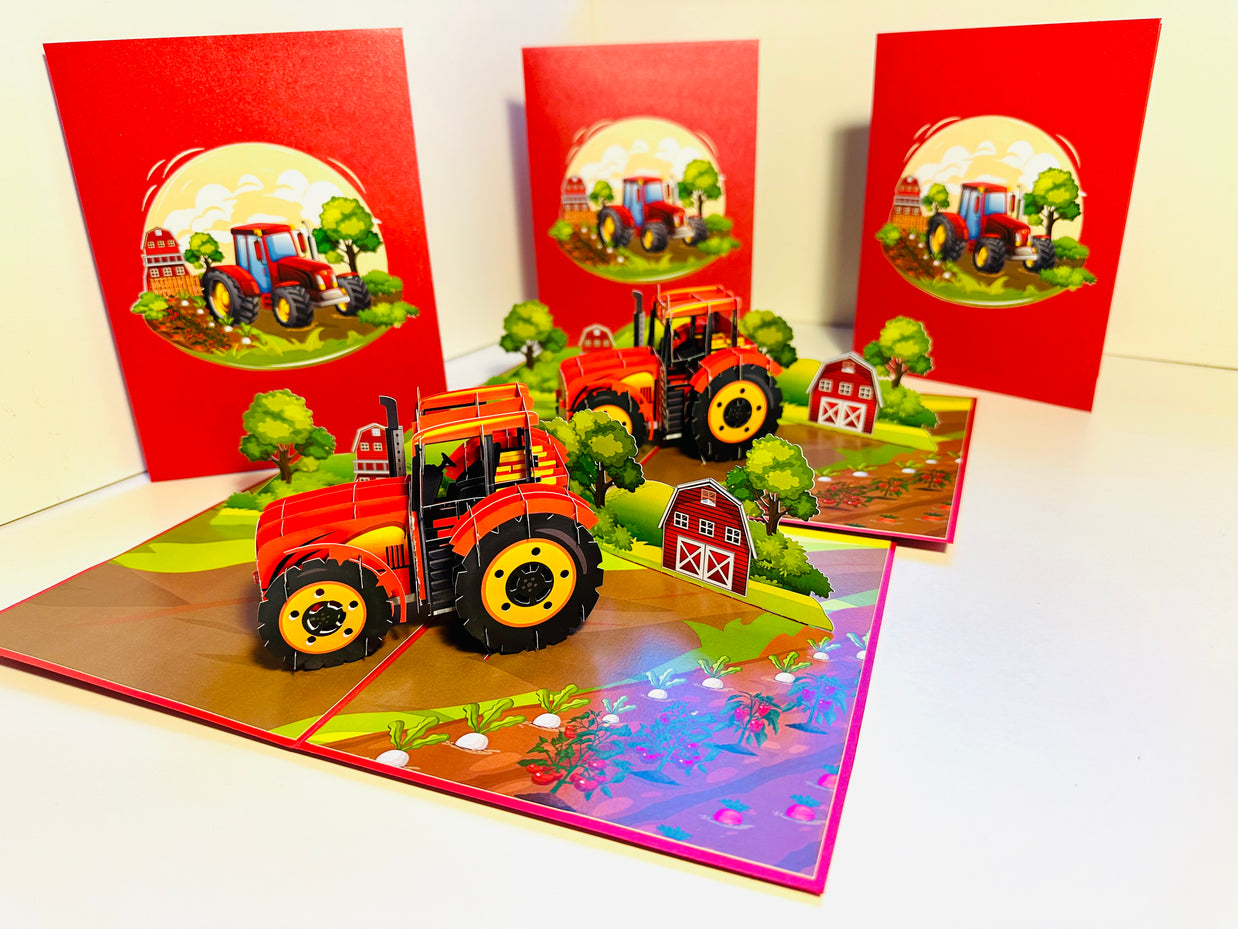 Farm Tractor - Perfect for Young Farmers or Kids Origami Pop Cards 3D Pop Up Greeting Card Celebrate Happy Birthday Thank You Handmade Best Wishes Gift Thinking of You Blank Card for Any Occasion Happy Mother's Day Happy Father's Day Australiana