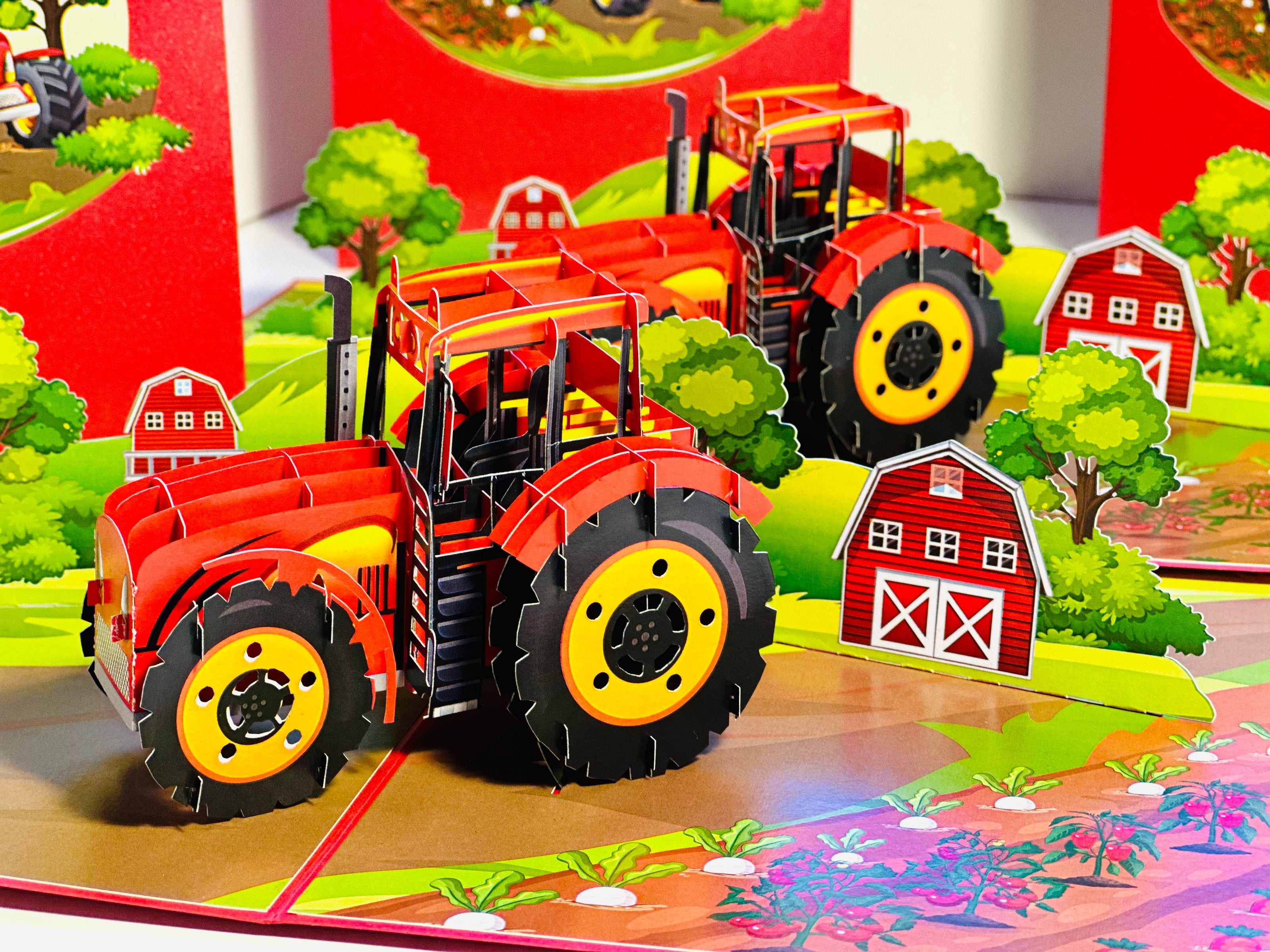 Farm Tractor - Perfect for Young Farmers or Kids Origami Pop Cards 3D Pop Up Greeting Card Celebrate Happy Birthday Thank You Handmade Best Wishes Gift Thinking of You Blank Card for Any Occasion Happy Mother's Day Happy Father's Day Australiana