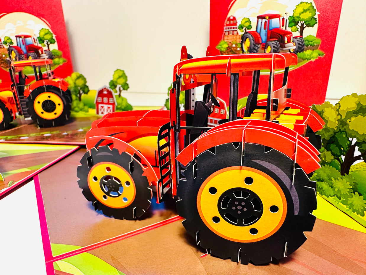 Farm Tractor - Perfect for Young Farmers or Kids Origami Pop Cards 3D Pop Up Greeting Card Celebrate Happy Birthday Thank You Handmade Best Wishes Gift Thinking of You Blank Card for Any Occasion Happy Mother's Day Happy Father's Day Australiana