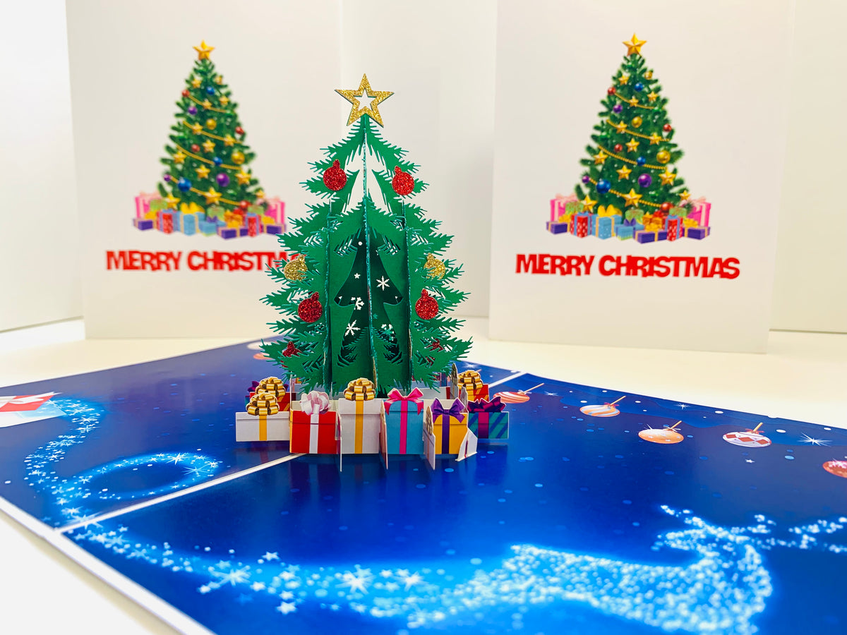 Festive Christmas Tree Origami Pop Cards 3D Pop Up Greeting Card Merry Christmas Thank You Handmade Best Wishes Blank Card Gift Happy Holidays Celebrate the Special Day Moment with Family and Friends