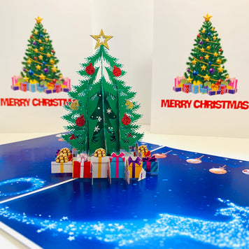 Festive Christmas Tree Origami Pop Cards 3D Pop Up Greeting Card Merry Christmas Thank You Handmade Best Wishes Blank Card Gift Happy Holidays Celebrate the Special Day Moment with Family and Friends