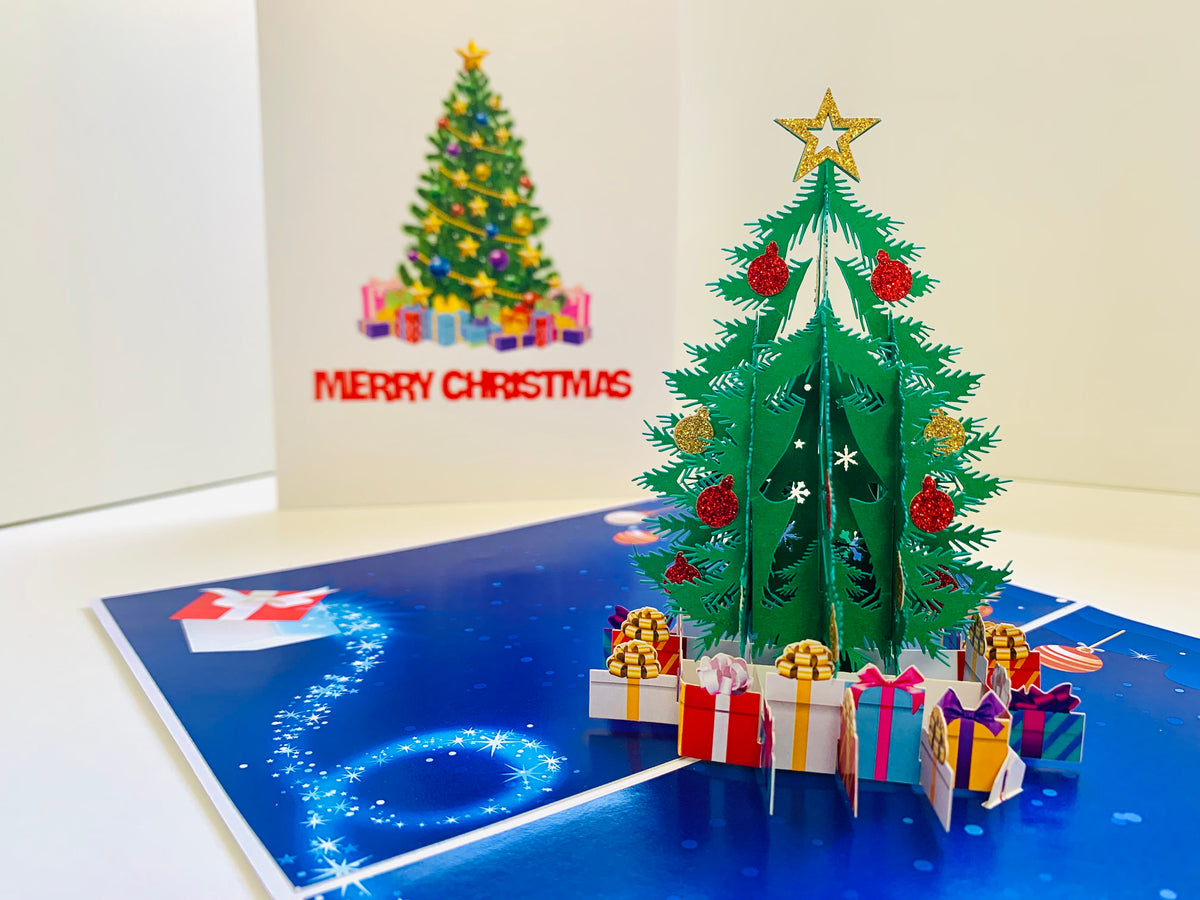 Festive Christmas Tree Origami Pop Cards 3D Pop Up Greeting Card Merry Christmas Thank You Handmade Best Wishes Blank Card Gift Happy Holidays Celebrate the Special Day Moment with Family and Friends