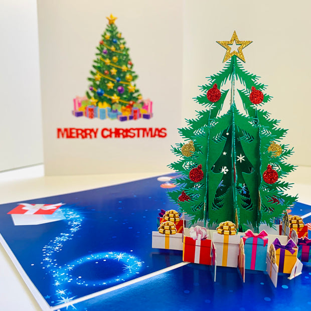 Festive Christmas Tree Origami Pop Cards 3D Pop Up Greeting Card Merry Christmas Thank You Handmade Best Wishes Blank Card Gift Happy Holidays Celebrate the Special Day Moment with Family and Friends