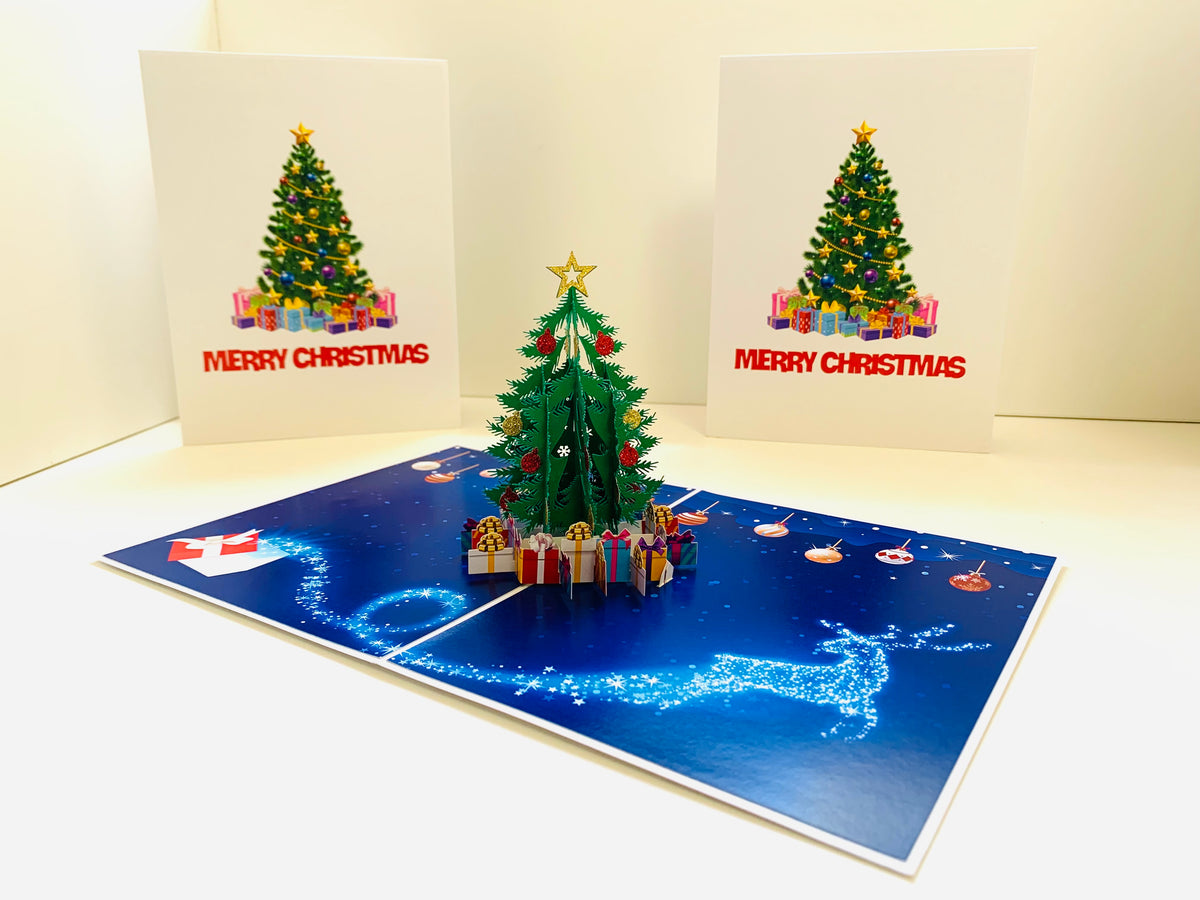 Festive Christmas Tree Origami Pop Cards 3D Pop Up Greeting Card Merry Christmas Thank You Handmade Best Wishes Blank Card Gift Happy Holidays Celebrate the Special Day Moment with Family and Friends