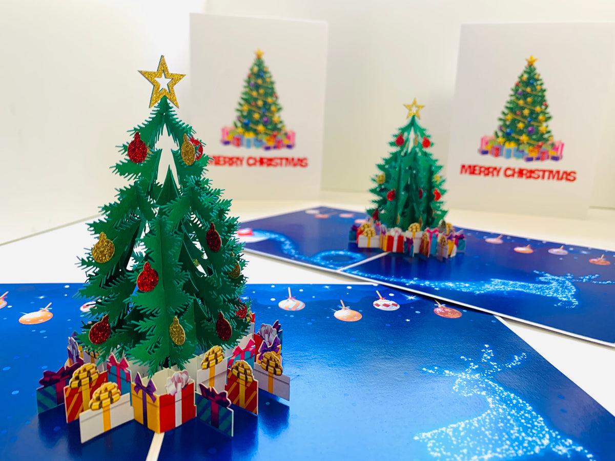 Festive Christmas Tree Origami Pop Cards 3D Pop Up Greeting Card Merry Christmas Thank You Handmade Best Wishes Blank Card Gift Happy Holidays Celebrate the Special Day Moment with Family and Friends