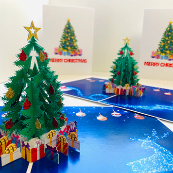 Festive Christmas Tree Origami Pop Cards 3D Pop Up Greeting Card Merry Christmas Thank You Handmade Best Wishes Blank Card Gift Happy Holidays Celebrate the Special Day Moment with Family and Friends