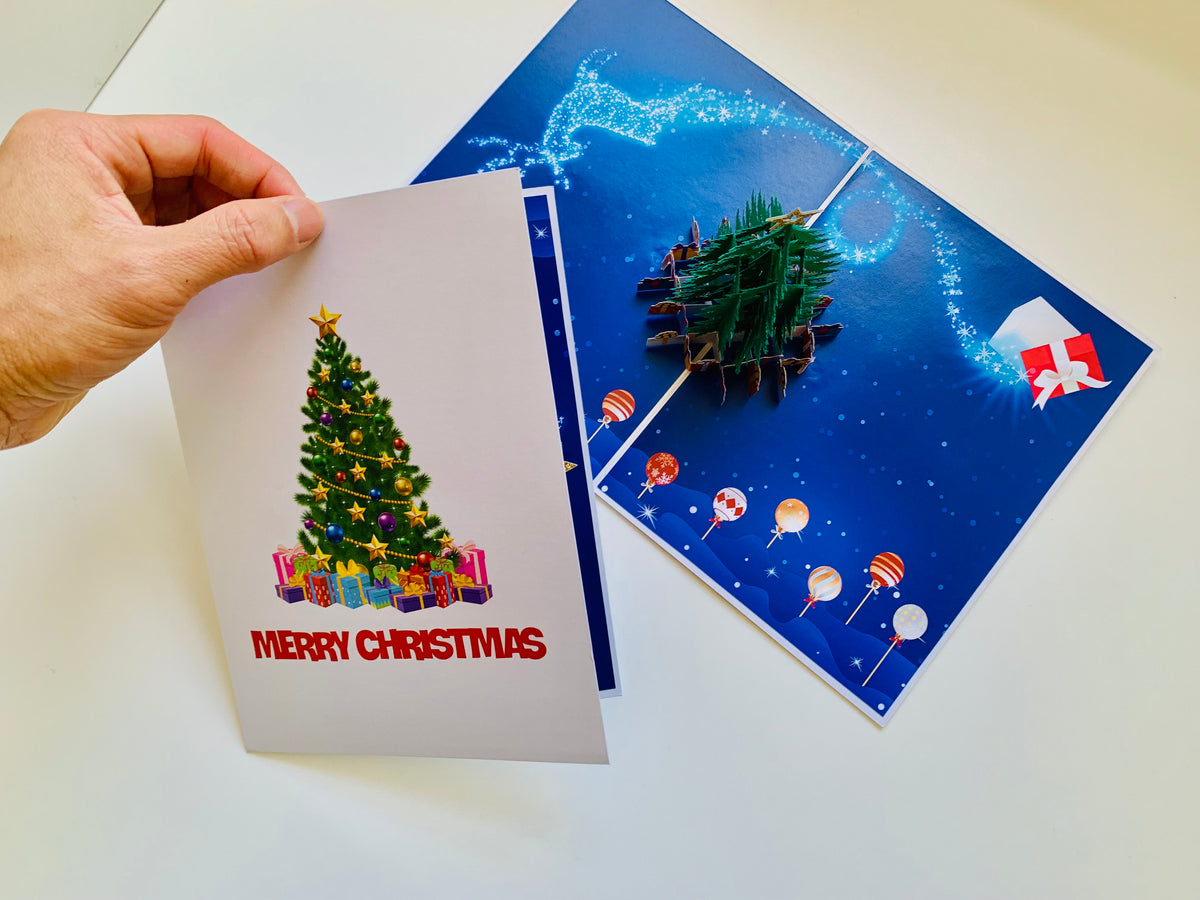 Festive Christmas Tree Origami Pop Cards 3D Pop Up Greeting Card Merry Christmas Thank You Handmade Best Wishes Blank Card Gift Happy Holidays Celebrate the Special Day Moment with Family and Friends