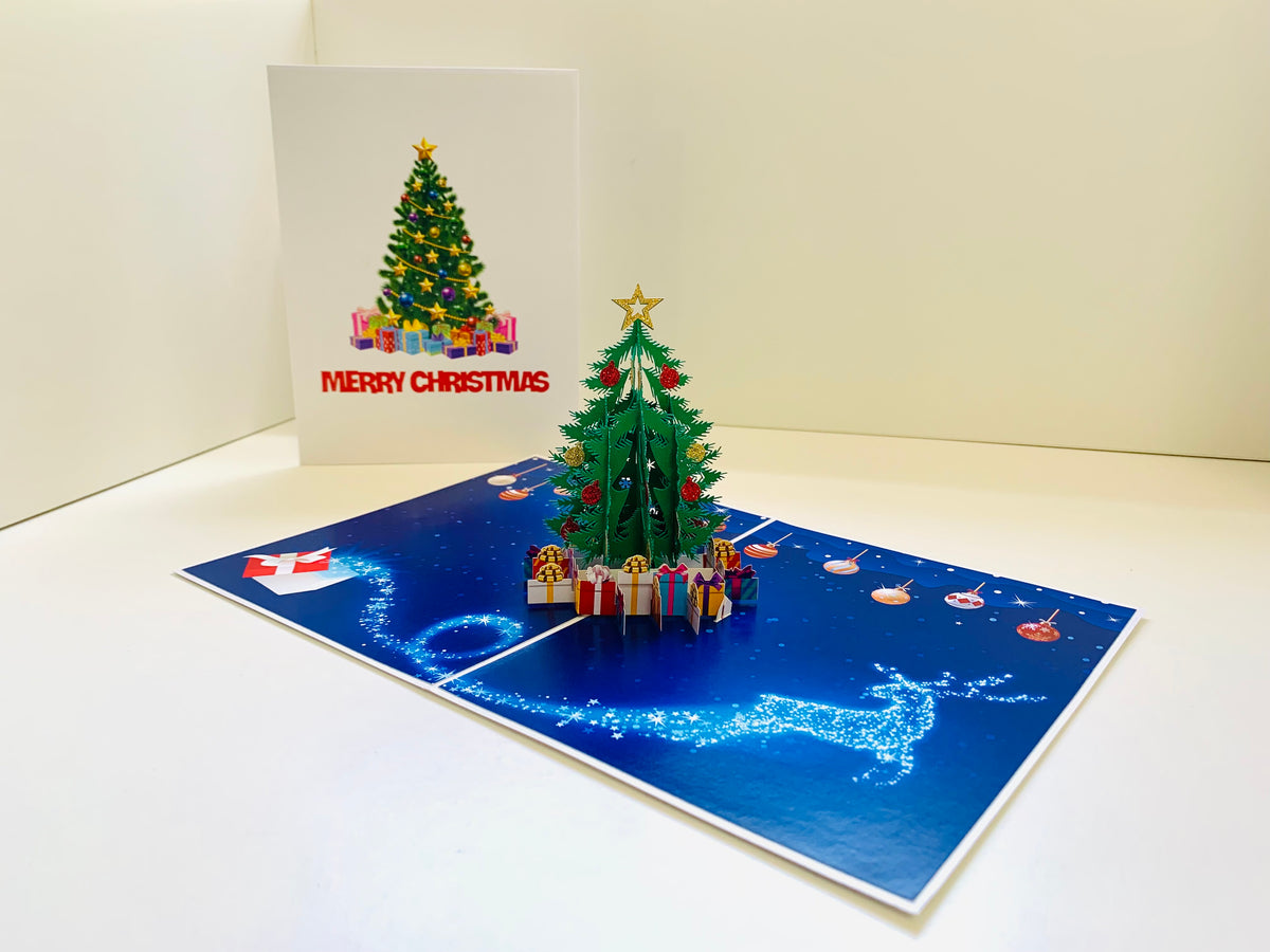 Festive Christmas Tree Origami Pop Cards 3D Pop Up Greeting Card Merry Christmas Thank You Handmade Best Wishes Blank Card Gift Happy Holidays Celebrate the Special Day Moment with Family and Friends