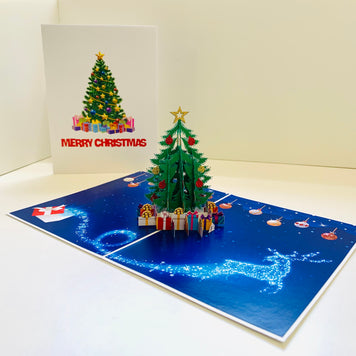 Festive Christmas Tree Origami Pop Cards 3D Pop Up Greeting Card Merry Christmas Thank You Handmade Best Wishes Blank Card Gift Happy Holidays Celebrate the Special Day Moment with Family and Friends